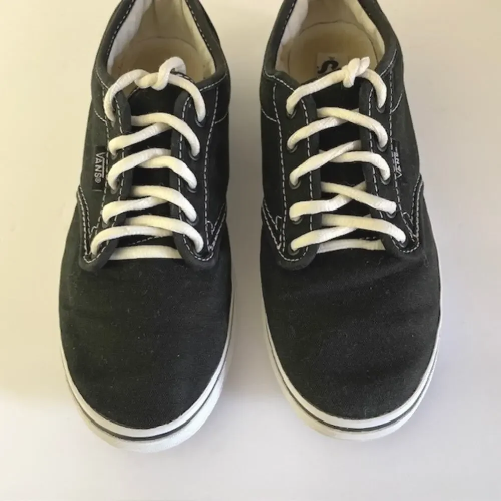 Vans Authentic Black Canvas Lace Up Sneakers Boys Size 6 Classic Skate Shoes